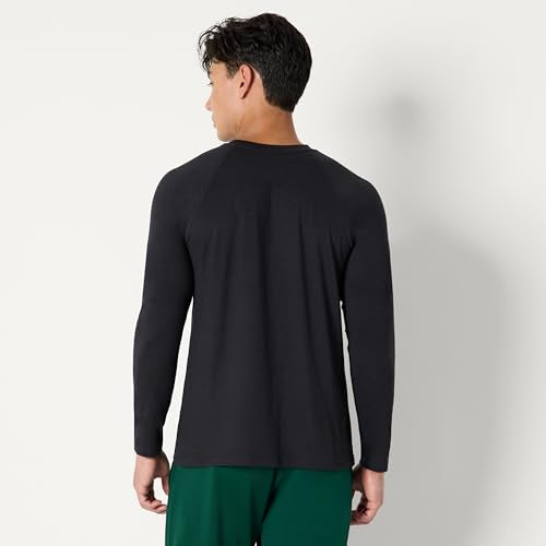 Men's Lightweight Long Sleeve Gym Workout Shirt - Large Space Dye Black
