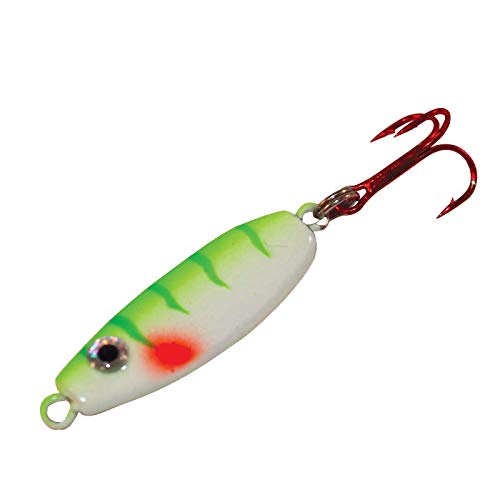 Forage Minnow Ice Fishing Jigging Spoon - 1/4 oz - UV Electric Perch