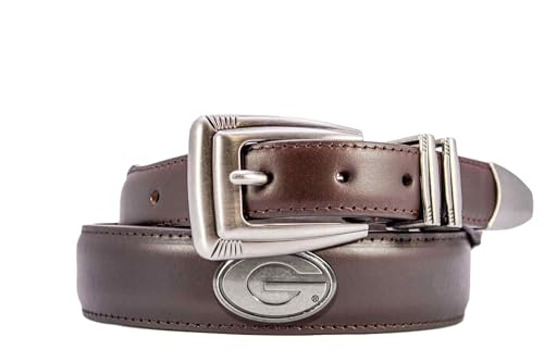 Georgia Bulldogs Leather Concho Belt - Crocodile Tip - Tan 38