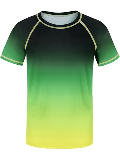 Boys' UPF 50+ Short Sleeve Rash Guard Swim Shirt - 8-10 Years Black/Gradient