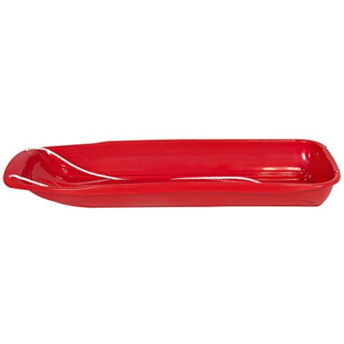 48-Inch Kids Plastic Toboggan Snow Sled with Pull Rope - Red