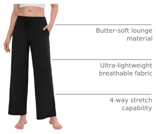 Women’s Wide Leg Black Capri Pants - Summer High Waisted Drawstring, Size Small