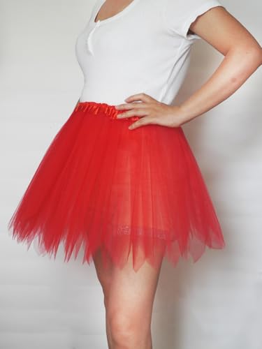 3-Layer Tulle Tutu Skirt for Women & Teens - Red - X-Large