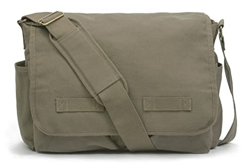 Large Army Green Sweetbriar Vintage Canvas Messenger Bag - Heavyweight Cotton
