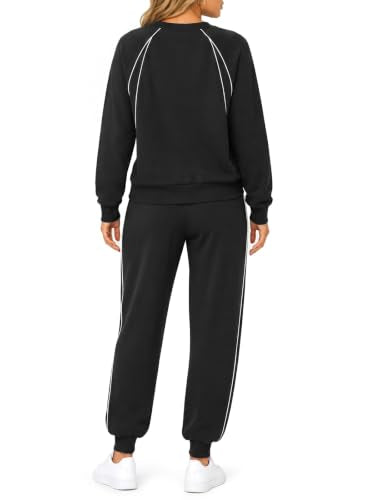 Yousify Women's 2-Piece Sweatsuit Set Black Small Athletic Tracksuit