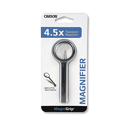 4.5x Magnifier with Precision Tweezers - Compact Lens