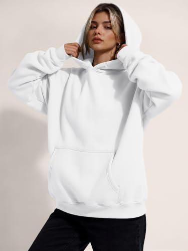 Trendy Queen Womens Hoodies Oversized Sweatshirt – White, Medium