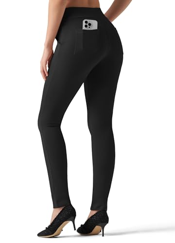 Willit Women's High-Waisted Yoga Dress Pants 28in Inseam Medium Black Skinny Leggings