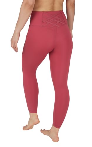 High Waist Ankle Legging - Squat Proof Criss Cross V-Back - Small / Earth Red