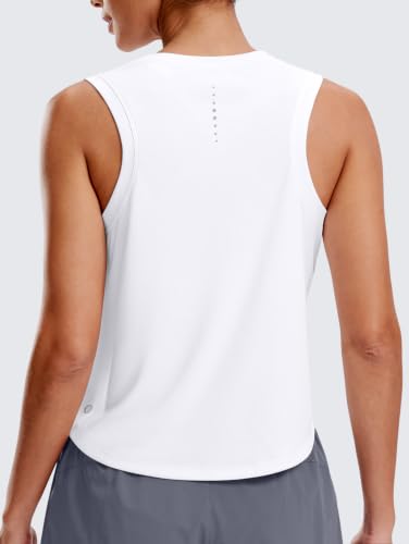 SANTINY Cropped Racerback Workout Tank Top - Medium White Athletic Top