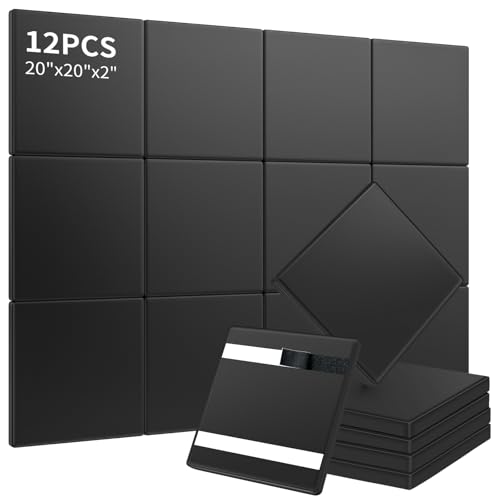 Golf Simulator Wall Padding - 12 Pack Memory Foam Panels 20"x20"