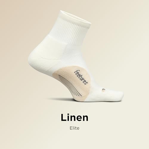Feetures Elite Light Cushion Quarter Socks, Medium Linen - 1 Pair