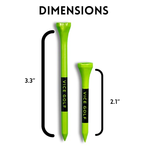 60 Driver Tees & 15 Short Tees - Neon Lime Golf Tees