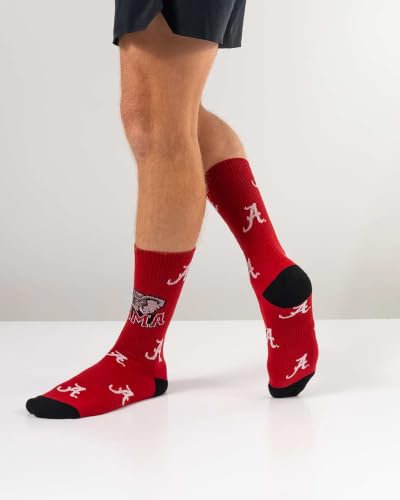 Calf Length Game Day Socks - Large - Crimson/Black/White