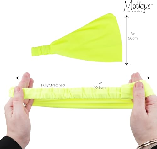 Neon Yellow Wide Headwrap - Moisture-Wicking Fabric for Fashion & Exercise