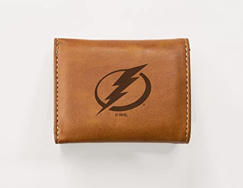 Durable Brown Tri-Fold Wallet with NHL Team Logo - Tampa Bay Lightning