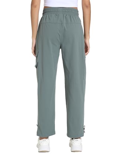 Kcutteyg Women's Cargo Joggers Pants Gray Green Large - Lightweight Quick Dry Hiking Trousers