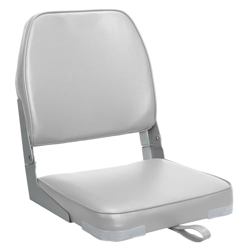 ERGOSEAT Folding Low Back Boat Seat, Light Gray - 19 x 16 x 14 in, 250 lb Capacity