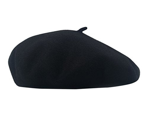 Wool French Beret Hat for Women & Men - Black Color