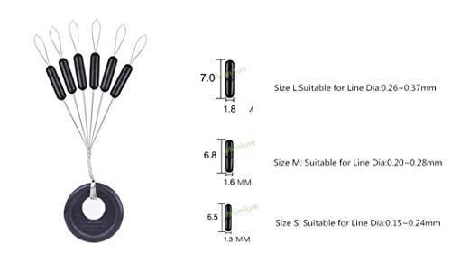 Fishing Float Stopper - 150PCS Rubber Bobber Stops, Black & Colorful Cylinder