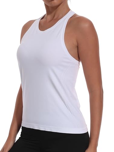 Seamless Women’s Racerback Athletic Tank Top - Medium White
