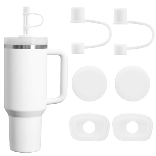 Straw Toppers for Stanley Cup 2.0 - 2 Pack with Leak-proof Plugs, White