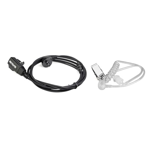 Retevis RB48 Walkie-Talkie Earpiece with Mic 1 Pin 2.5mm, Transparent Acoustic Tube, Compatible RB48 RT49 RT49B RT49P Two Way Radio, Walkie Talkie Headset(2 Pack)