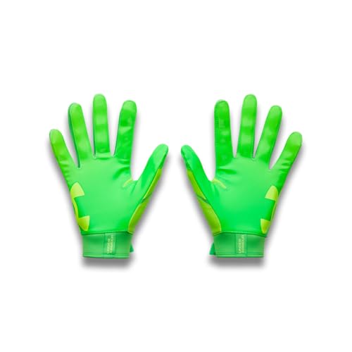 Under Armour Youth Blur Football Gloves - Hyper Green, Large, Silicone Grip