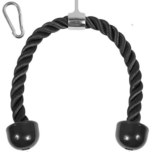 Tricep Pulldown Rope Attachment - 27 Inch Nylon with Carabiner