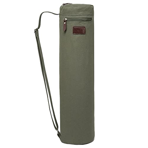 Yoga Mat Bag - Army Green Canvas with Adjustable Strap