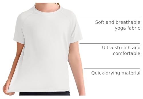 Kids Short Sleeve Quick Dry Athletic T-Shirt - White, 13-14 Years