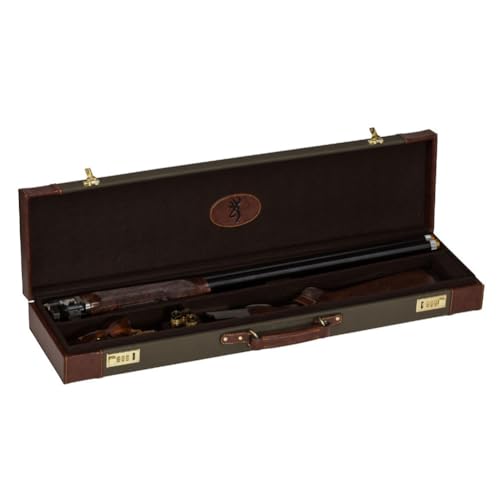 Traditional Fitted Luggage Case for 32" Shotguns - Sage Green & Leather Red Handle