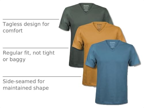 Kingsted Men's V Neck T-Shirts - Large Royal Pack, Soft Classic Fit Tees
