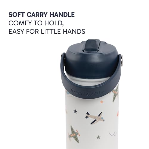 Seallama Kids Water Bottle 14oz Stainless Steel Tumbler with Straw Lid - Jet Set Go