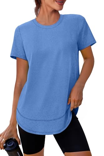 XIEERDUO Women's Sun Protection Workout Top Blue Large UPF 50+ Quick Dry S-3XL