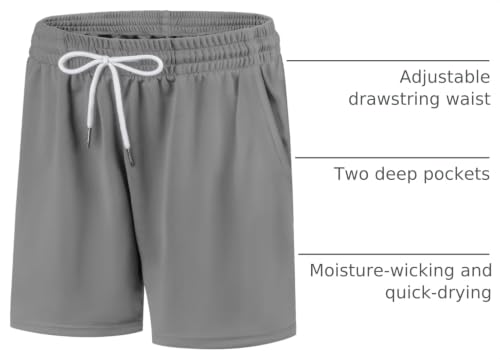 Boys Athletic Mesh Shorts - Quick Dry for Ages 14-16 Years - Light Gray