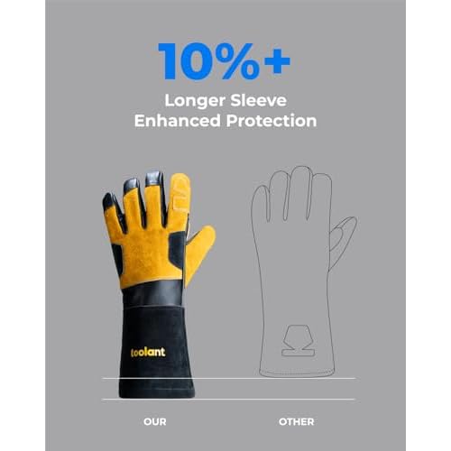 toolant Welding Gloves for Men, Leather Cowhide Mig/Stick Welding Gloves, for Welding, for Grill, for Gardening