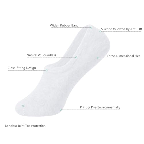 DIBAOLONG Women's No Show Non-Slip Flat Boat Line Low Cut Socks 8-10 / 4 Pair - White