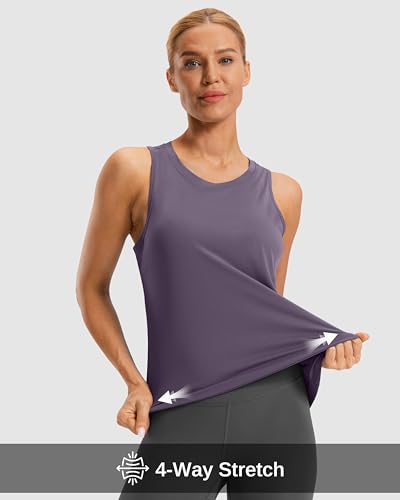 G Gradual Women's Open Back Athletic Tank Top - Medium Purple Grey