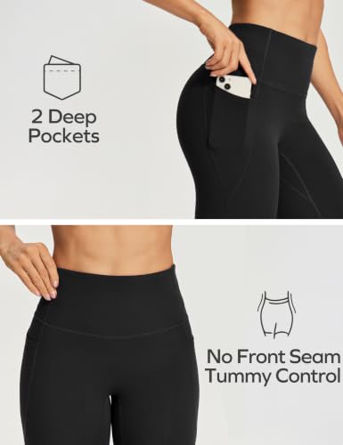 Ewedoos Medium Black Scrunch Butt Lifting Yoga Leggings with Pockets for Women