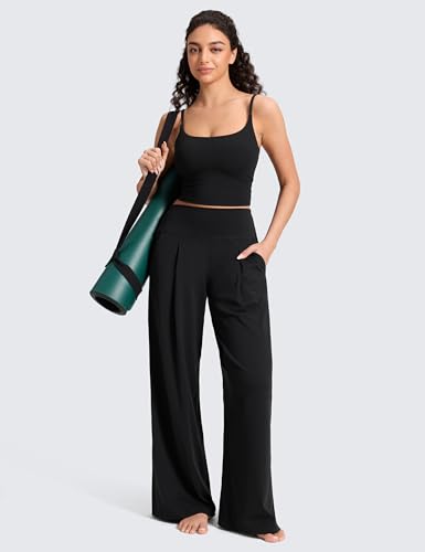 CRZ YOGA Butterluxe Palazzo Pants Black Medium 30-Inch High-Waist Pants