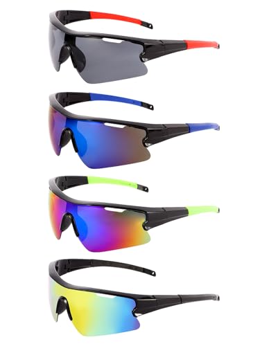 ANLIOTO 4 Pack Youth Baseball Sunglasses UV Protection Sports Glasses for Men Women