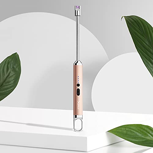 SUPRUS Rechargeable USB Arc Lighter Champagne Gold, Flameless Windproof Candle & Grill Lighter