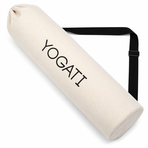 Durable Cotton Yoga Mat Bag with Adjustable Strap - Beige