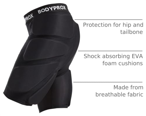 Protective Padded Shorts for Snowboarding & Skiing - Large Black