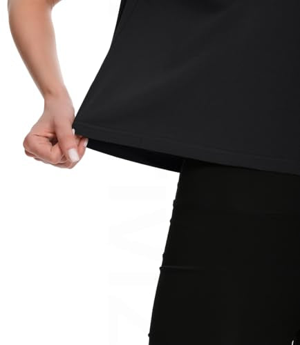 Auriviz Women's Large Black Oversized Cotton Crop Top T-Shirt for Workout