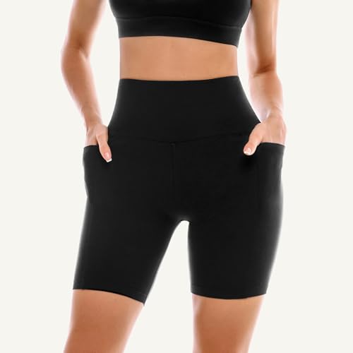 Womens Biker Shorts with Pockets | High Waisted Tummy Control