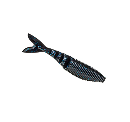 Zako Swimbait - 4 Inch Black with Large Blue Flake - 6 Pack