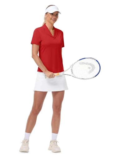 Women's Golf Polo Shirt - UPF 50 Short Sleeve V-Neck Quick Dry