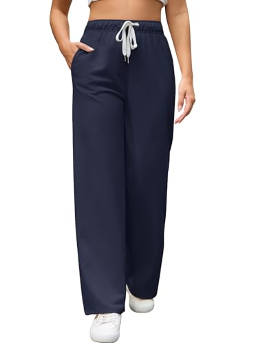 High Waisted Lounge Sweatpants - Lightweight Wide Leg with Pockets
